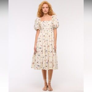 A&F Emerson Poplin Puff Sleeve Midi Dress